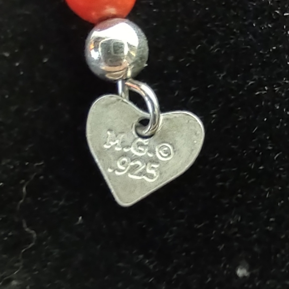 Coral/Turquoise/Sterling Silver Coil Bracelet - Picture 7 of 7